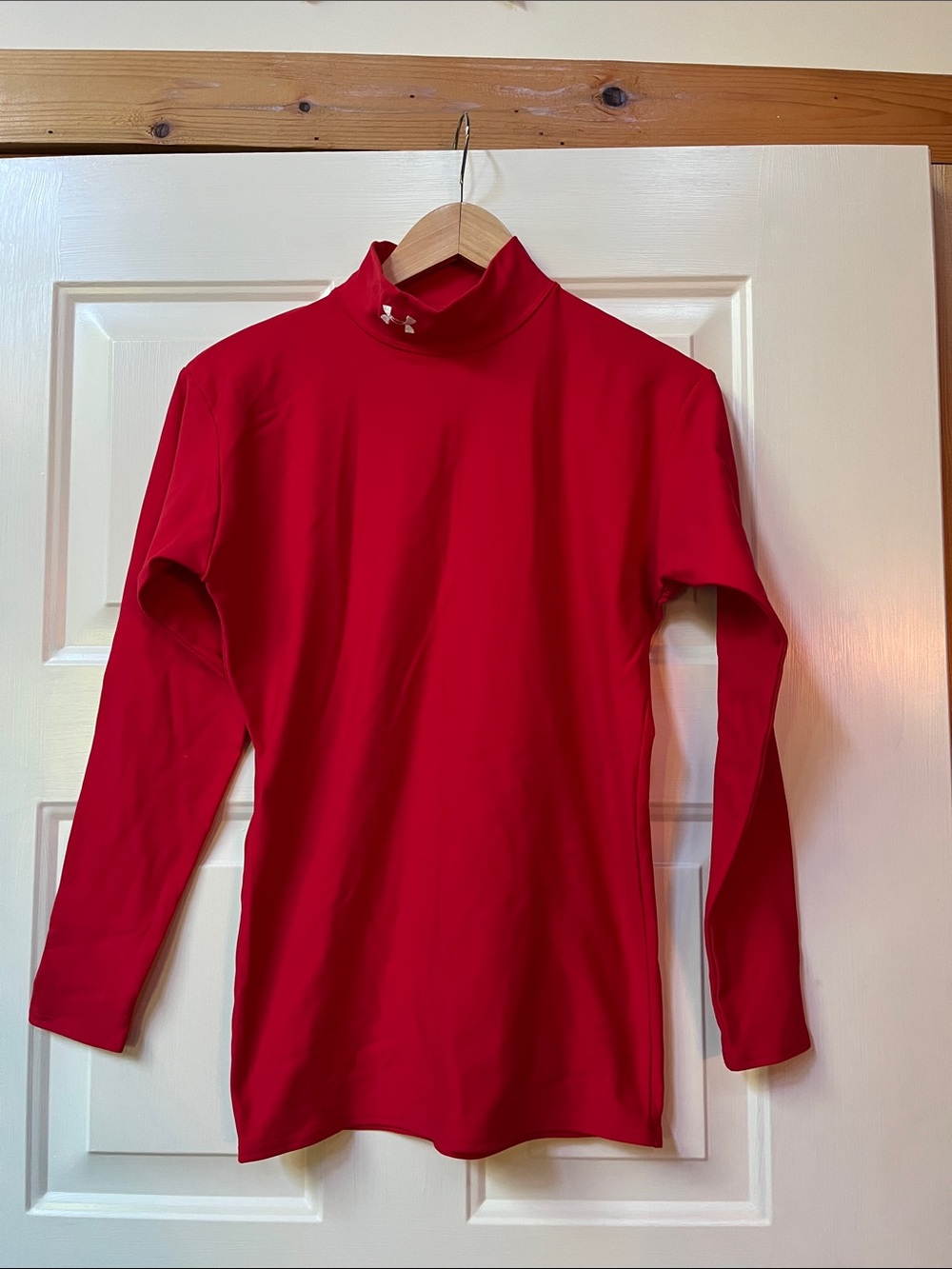 Under Armour Red Long-Sleeve Mock Neck Coldgear Performance Top